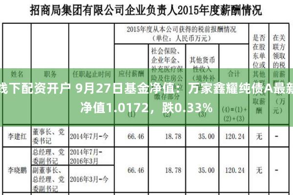 线下配资开户 9月27日基金净值：万家鑫耀纯债A最新净值1.0172，跌0.33%