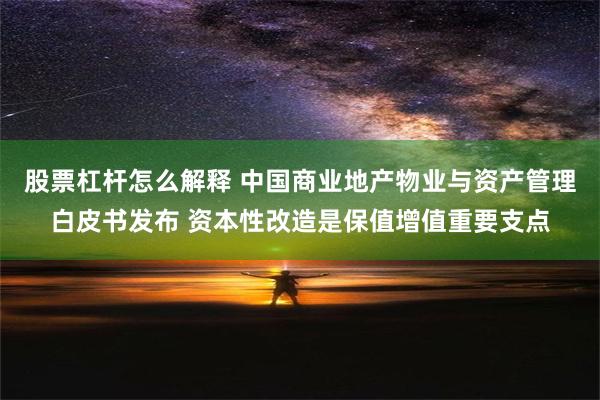 股票杠杆怎么解释 中国商业地产物业与资产管理白皮书发布 资本性改造是保值增值重要支点