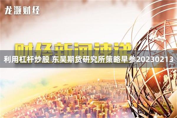 利用杠杆炒股 东吴期货研究所策略早参20230213