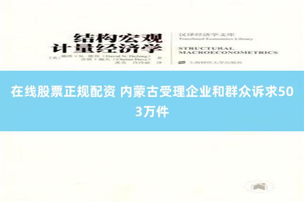 在线股票正规配资 内蒙古受理企业和群众诉求503万件